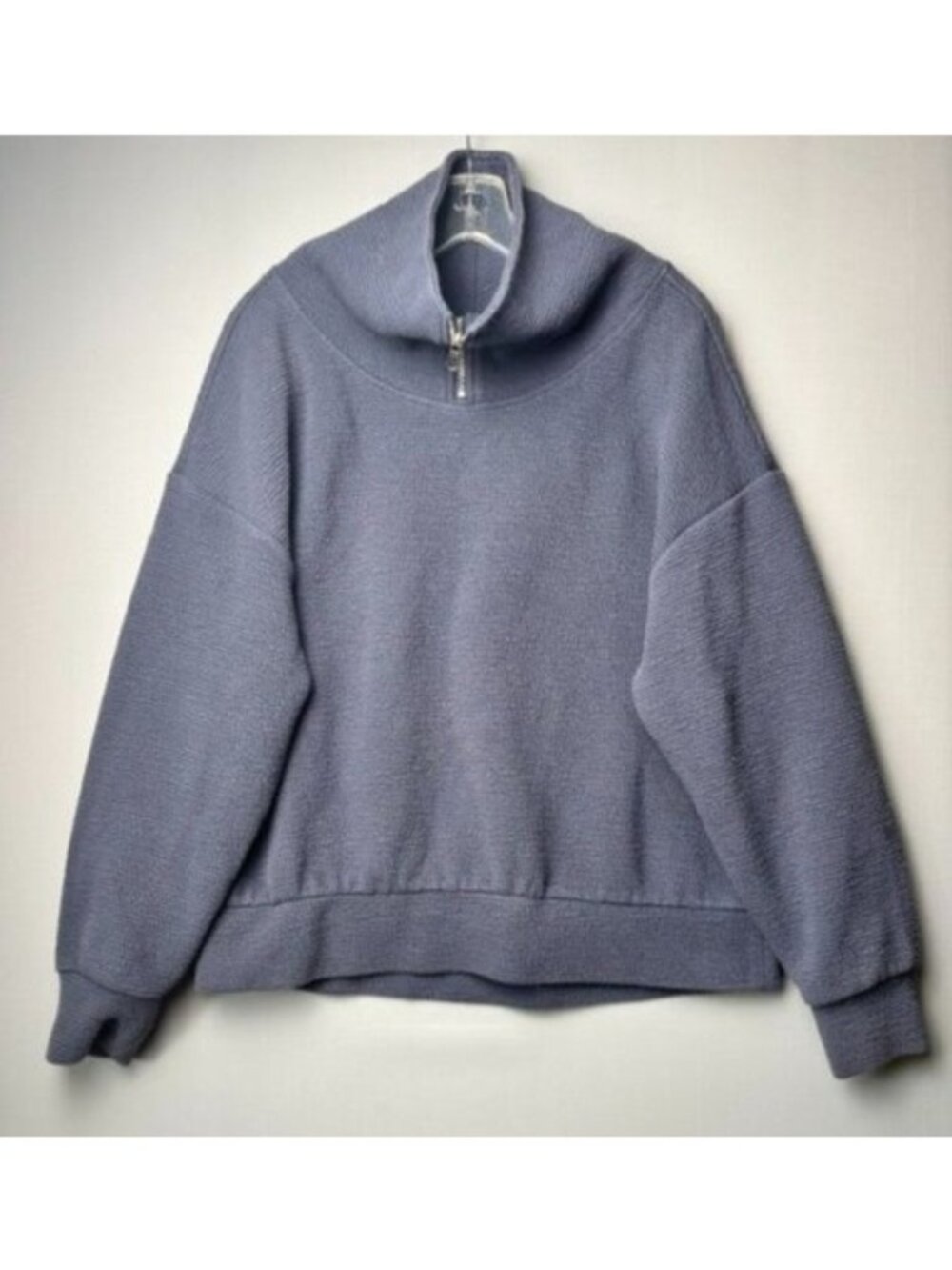 Calia Women's Medium Blue Waffle Knit Quarter Zip Pullover Oversized Cozy